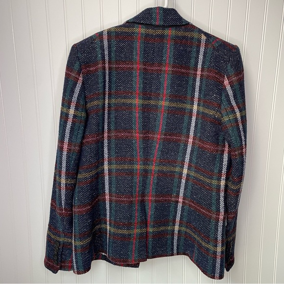 Veronica Beard Zane Plaid Dickey Blazer Size 14 Blue Red Green - Picture 10 of 11